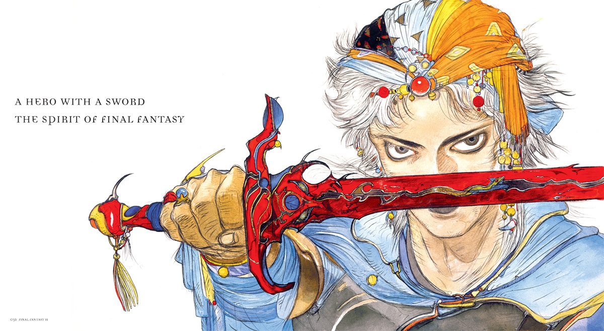 Interior spread from The Sky Vol. 1 showing Amano's early Final Fantasy illustrations