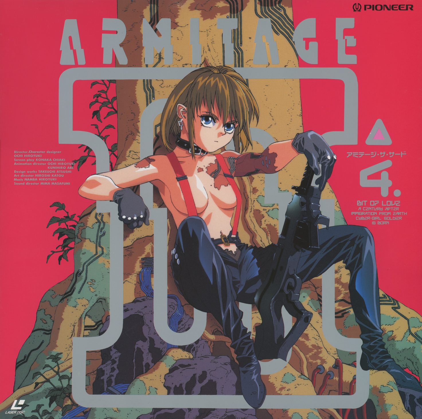 Volume 4 — 'Bit of Love.' Armitage battle-damaged against a red desert landscape, clothing torn, posture defiant. The final cover. PILA-1234.