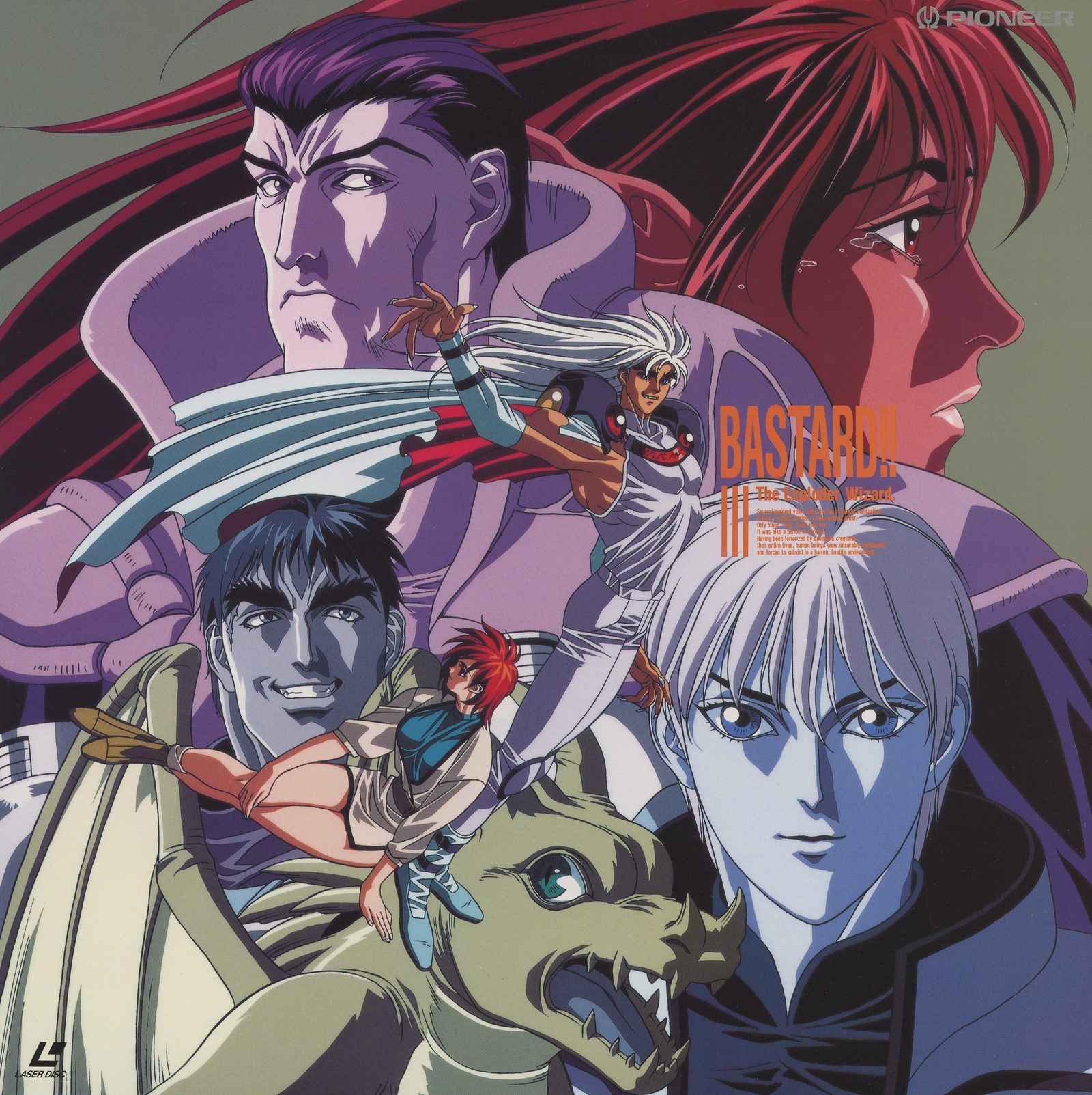Vol.3 front cover — PILA-1151, Pioneer LDC, June 25, 1993. Dark Schneider with Arshes Nei and additional characters; purple and magenta tones, denser character grouping than previous volumes.
