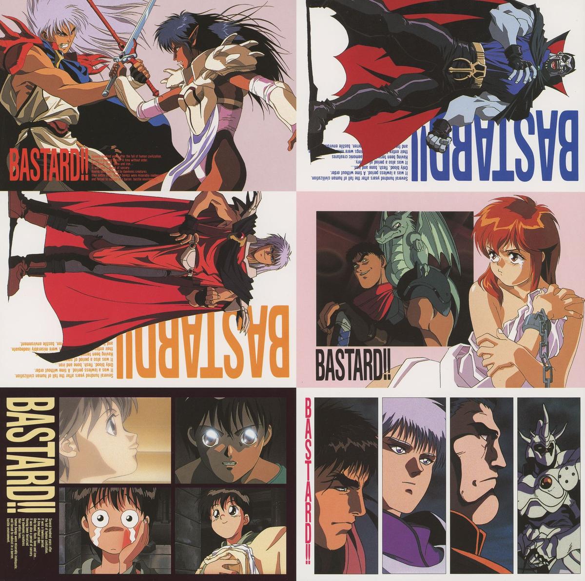 Vol.2 booklet — color illustration spreads, six panels. Arshes Nei close-ups, battle sequences from episodes 3–4, and character group arrangements. The illustration register consistent with Vol.1.