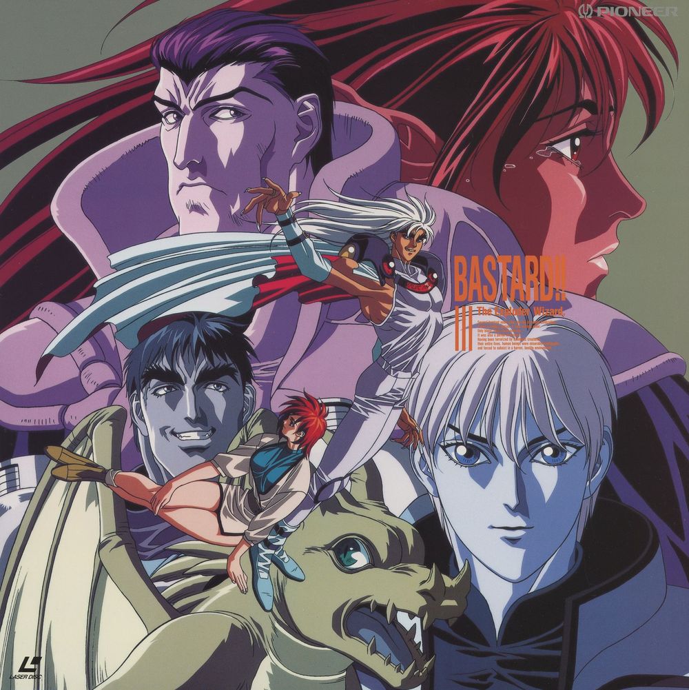 Vol.3 (PILA-1151) jacket front — episodes 5–6 (雷帝アーシェス・ネイ, 復活のダーク・シュナイダー). Villain characters dominant: Abigail and associates large in the upper field, Kall-us mid-ground, Dark Schneider in calm profile at lower right. The final volume's cover foregrounds the antagonist side.