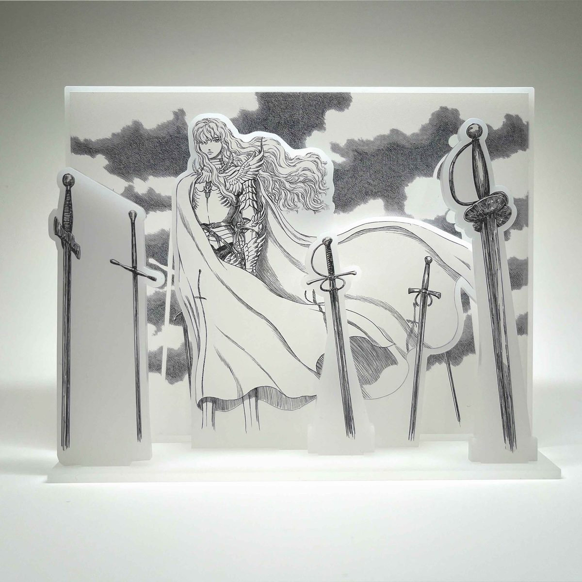 Hill of Swords acrylic diorama &mdash; Griffith among the memorial blades, exhibition-exclusive merchandise by Art of War