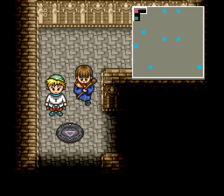 Dungeon floors — treasure chests and monster encounters inside the towers