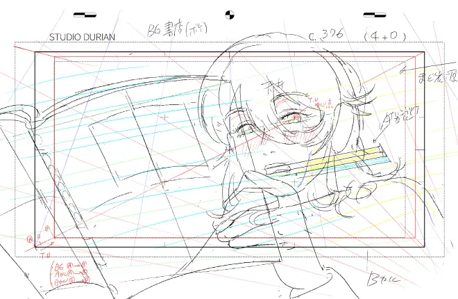 C.396 — Fujino drawing at her desk, the emotional weight carried entirely by posture and line pressure