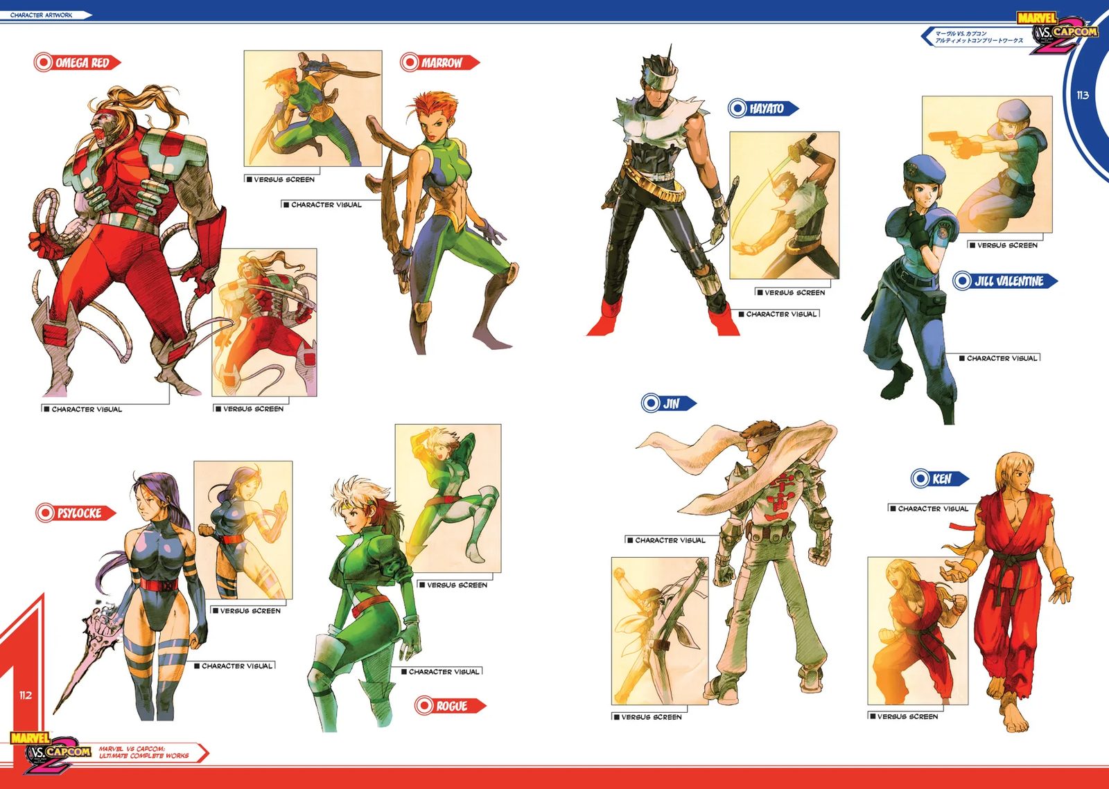 Character design sheets with alternate costumes