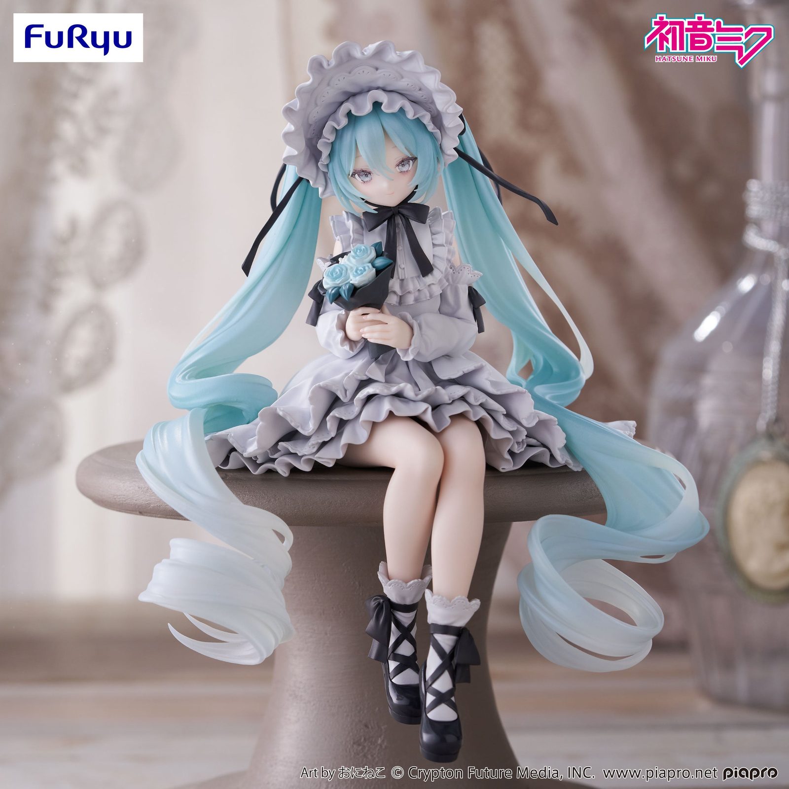 Hatsune Miku Vintage Doll Noodle Stopper — the design constraints produce creative poses that standard standing figures can't justify
