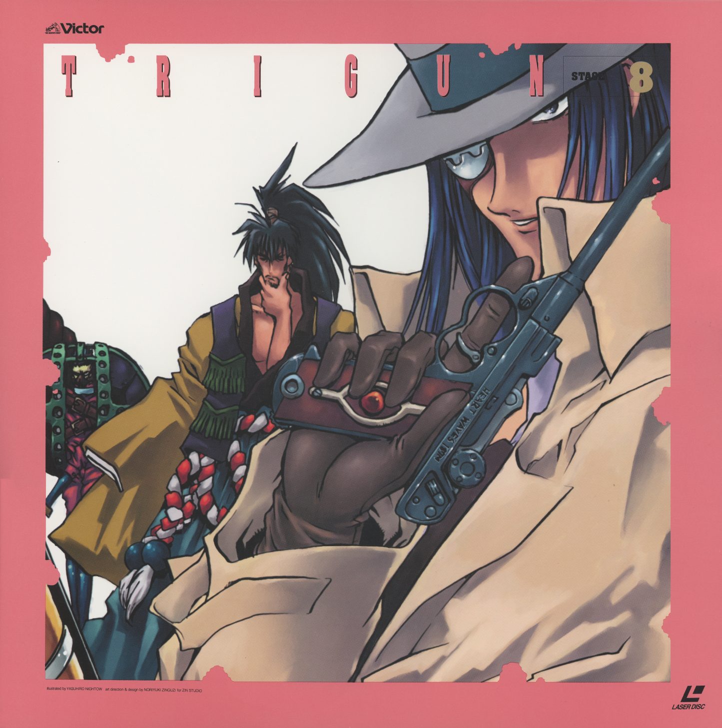 Stage 8 — two Gung-Ho Guns members, weapons drawn. Pink border. The villains are getting their own jackets now. The character focus has shifted from the heroes to what's hunting them. JVLA-58028.