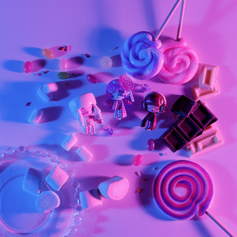 Sugar Pop Party (Feb 2026) under neon-candy lighting. Marshmallow, Chocolate, Grape Candy. The outbreak keeps mutating into new dessert categories.